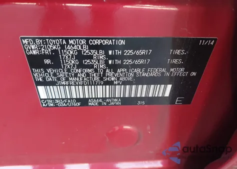 2015 Toyota Rav4 Xle z USA, uszkodzony, nr VIN JTMRFREVXFD111719